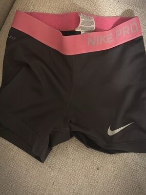Nike Grey Compression Shorts with Pink Waistband